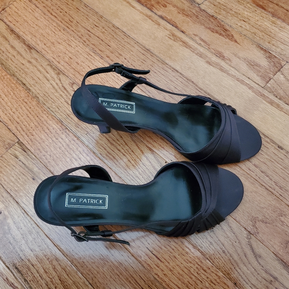 ❤️Last Chance !! M. patrick Brown Satin Toe Slingback Heels